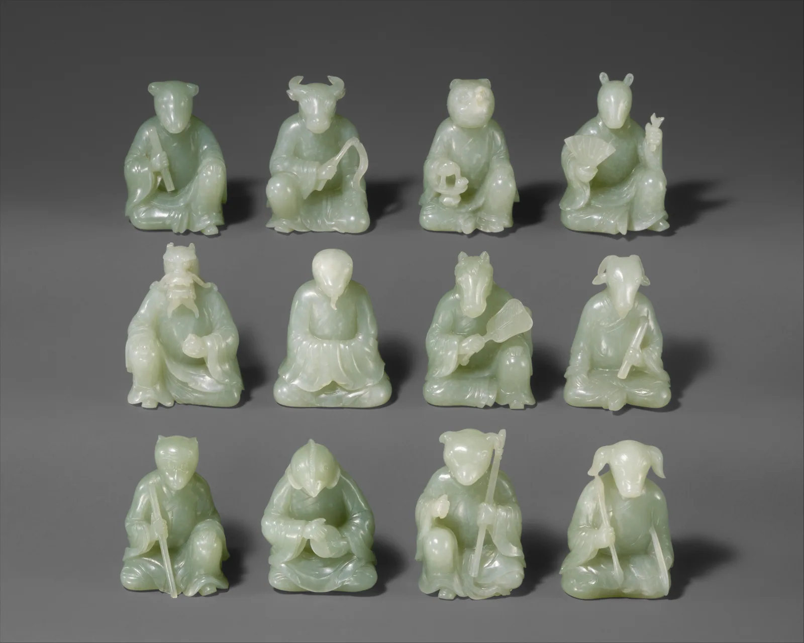 清代青玉十二生肖，十八至十九世紀。大都會藝術博物館藏。
